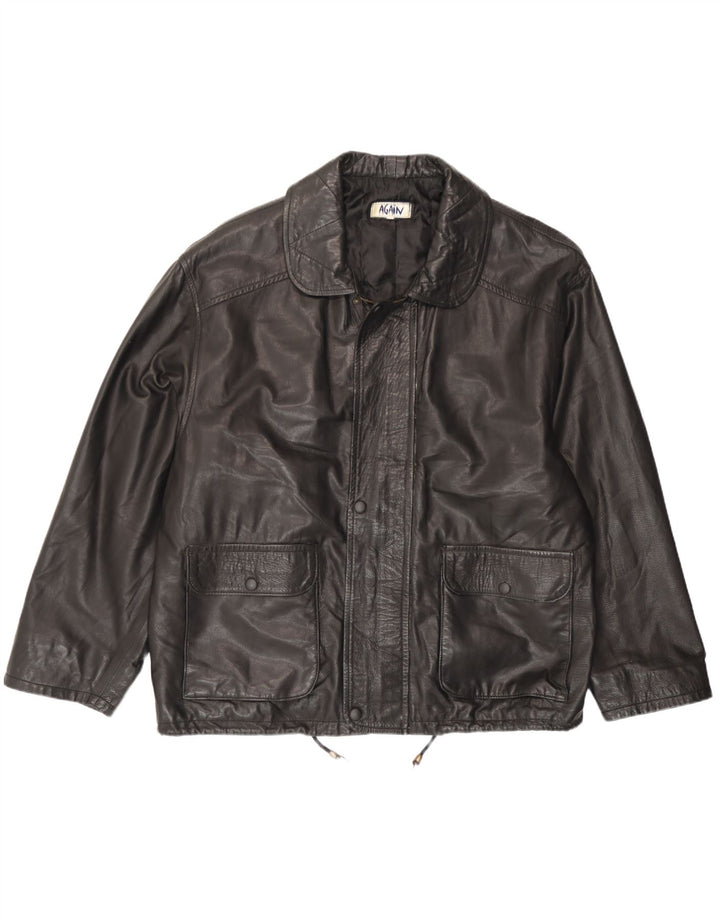 Vintage Herren Lederjacke UK 44 2XL Schwarzes Leder