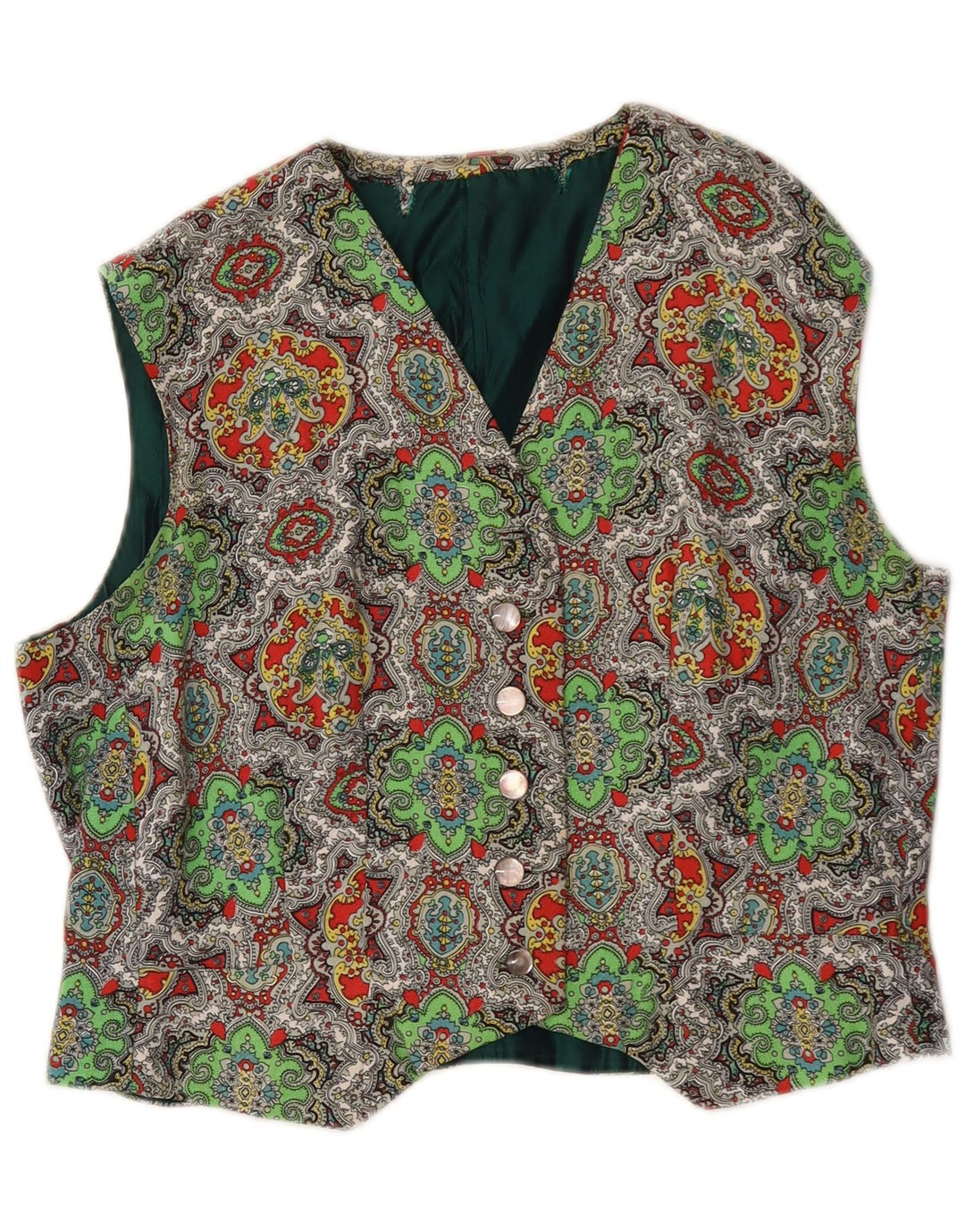 Vintage Damen Weste UK 16 Groß Mehrfarbig Paisley