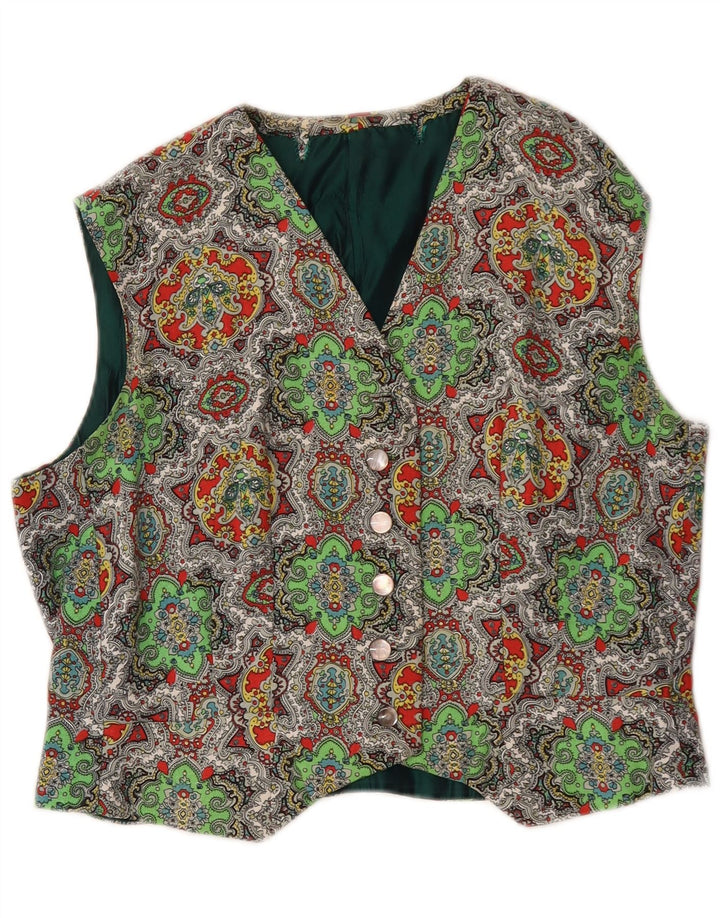 Vintage Damen Weste UK 16 Groß Mehrfarbig Paisley