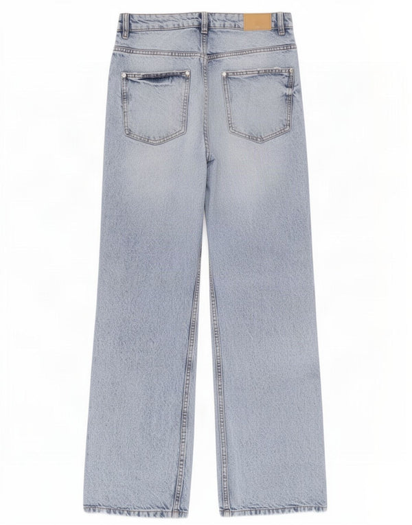 Zara Damen-Jeans mit weitem Bein, EU 40, mittelgroß, W30, L30, blaue Baumwolle