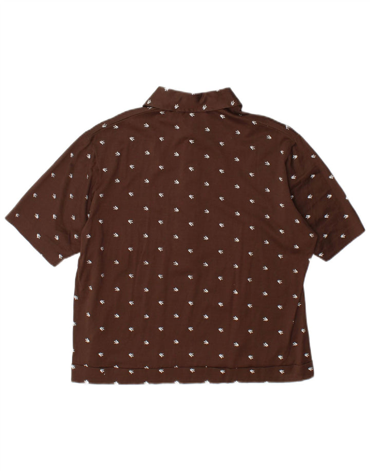 VINTAGE Womens Short Sleeve Pullover Shirt IT 52 2XL Brown Geometric