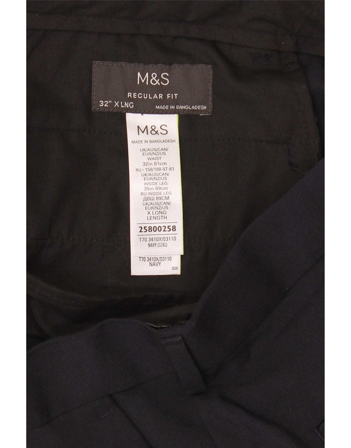 Marks & Spencer Herren-Chinohose mit normaler Passform, W32 L35, marineblaues Polyester