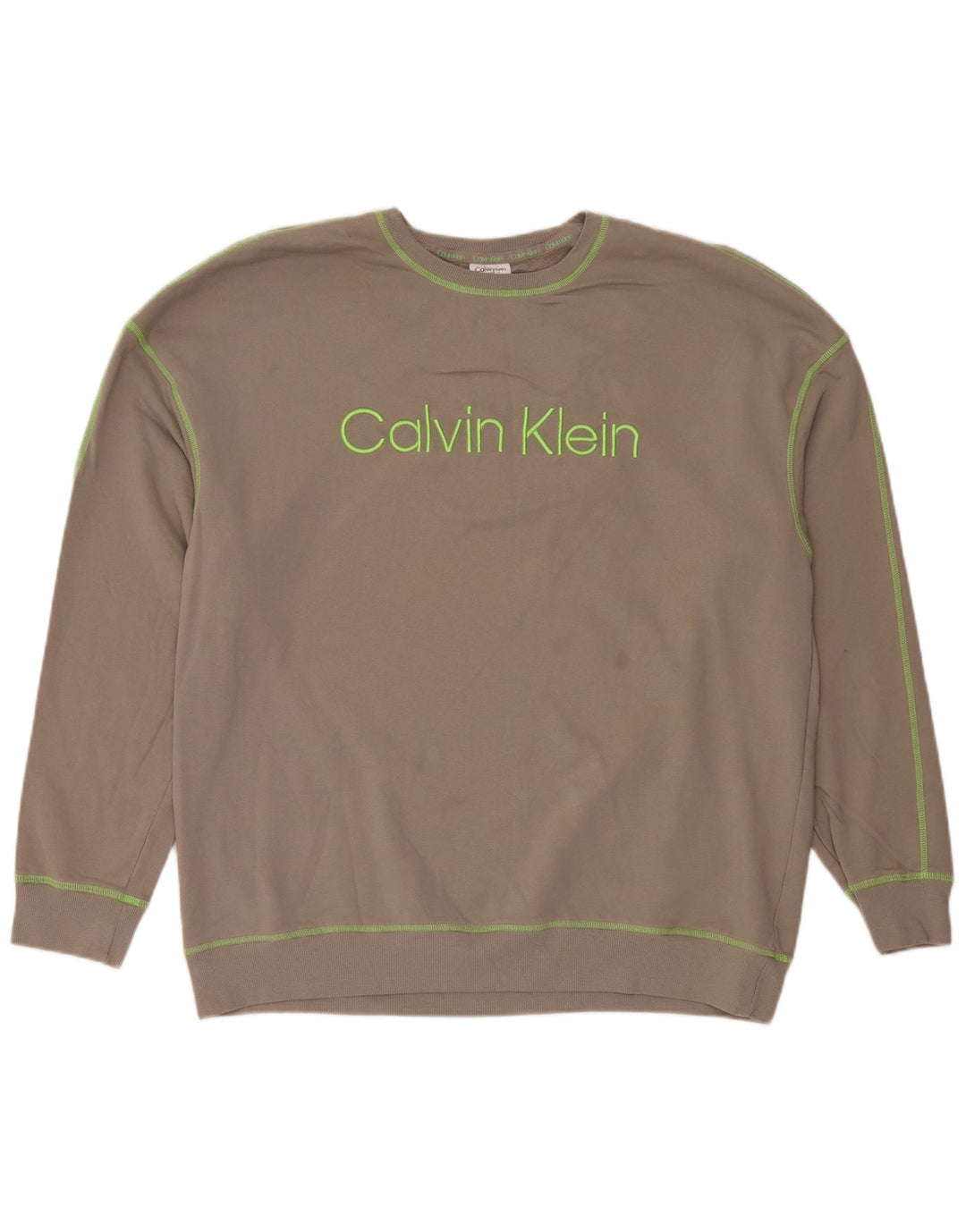 Calvin Klein Herren-Grafik-Oberteil, langärmelig, groß, braune Baumwolle