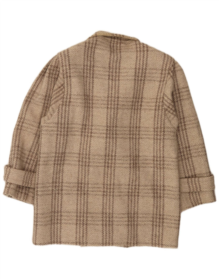 C&A Herren-Blazer, zweireihig, Gr. 38, mittelbeige, Hahnentrittmuster, Wolle