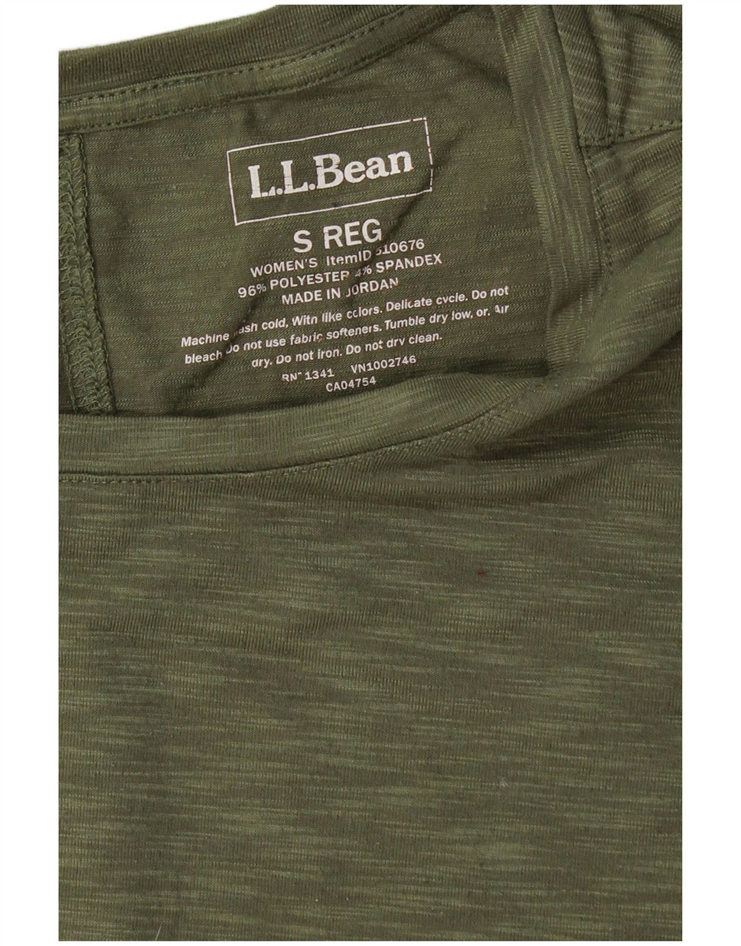 L.L.BEAN Damen T-Shirt Top UK 10 Small Khaki meliert Polyester