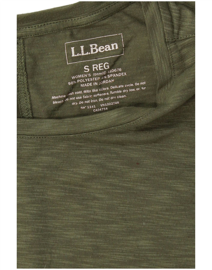 L.L.BEAN Damen T-Shirt Top UK 10 Small Khaki meliert Polyester