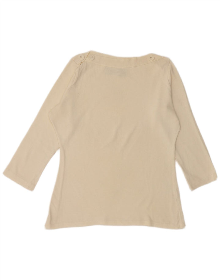 Zara Damen-Top, 3/4-Ärmel, UK-Größe 14, Größe L, weiße Baumwolle