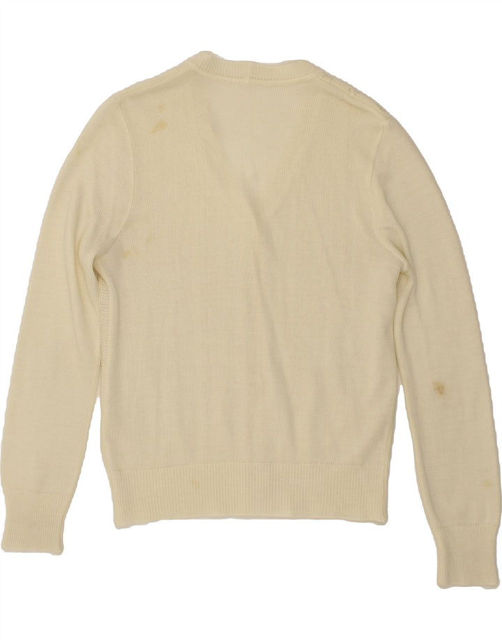 VINTAGE Womens Cardigan Sweater UK 14 Large Beige Vintage Vintage and Second-Hand Vintage from Messina Hembry 
