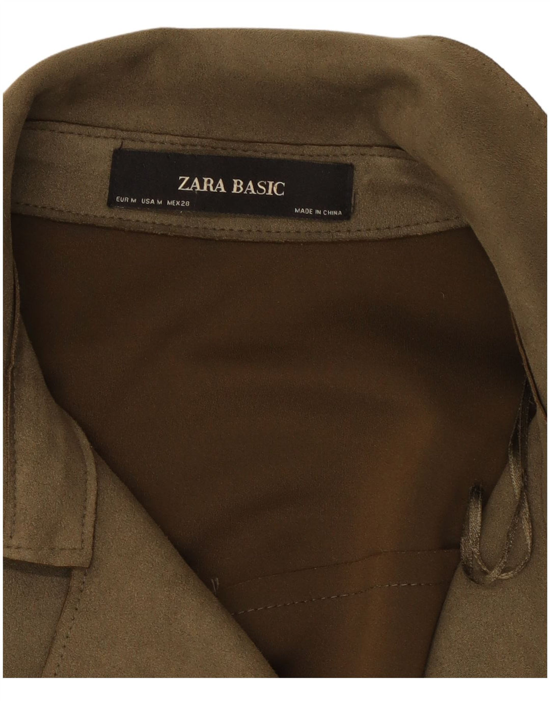 ZARA Damen Wildleder-Trenchcoat UK 14 Medium Khaki