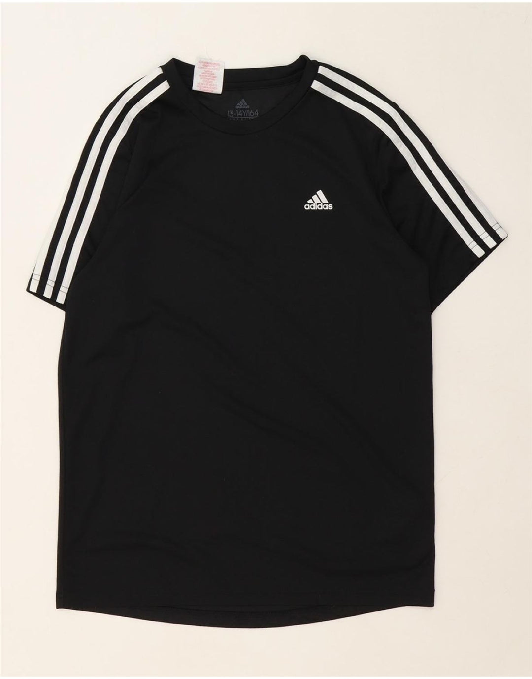 ADIDAS Boys Aeroready T-Shirt Top 13-14 Years Black Polyester