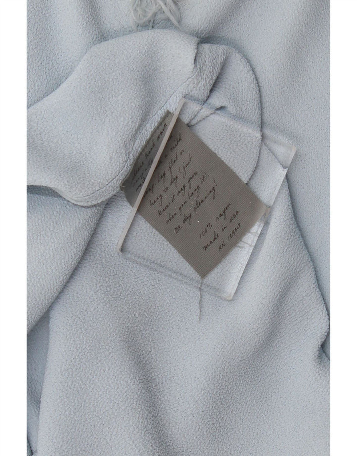 VINTAGE Damen Maxikleid mit kurzen Ärmeln UK 12 Mittelblau