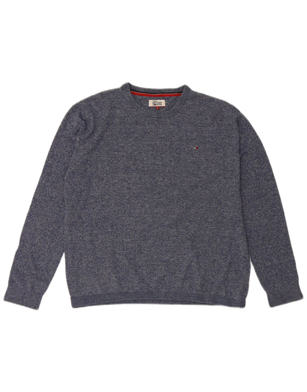 Tommy Hilfiger Damen-Pullover mit Rundhalsausschnitt, UK 16, Größe L, Marineblau, Baumwolle
