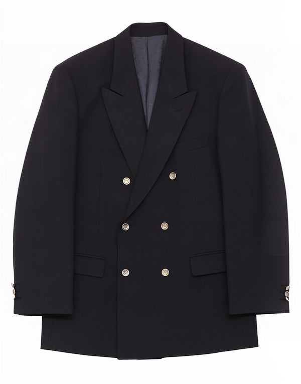 Roberto Capucci Mens Double Breasted Blazer Jacket IT 54 2XL Navy Blue
