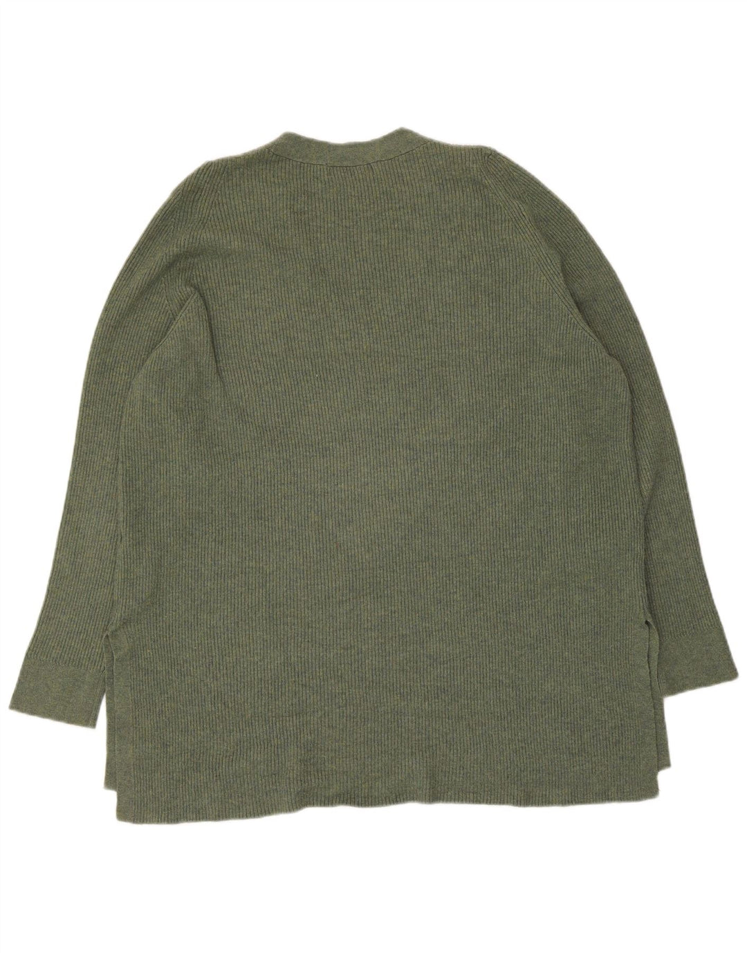 Marks & Spencer Damen-Pullover mit V-Ausschnitt, UK 16, Größe L, Khaki, Polyester