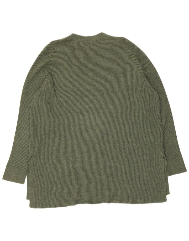 Marks & Spencer Damen-Pullover mit V-Ausschnitt, UK 16, Größe L, Khaki, Polyester