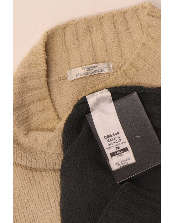 Marks & Spencer Herren-Pullover mit Rollkragen, groß, gebrochenes Weiß, Farbblock