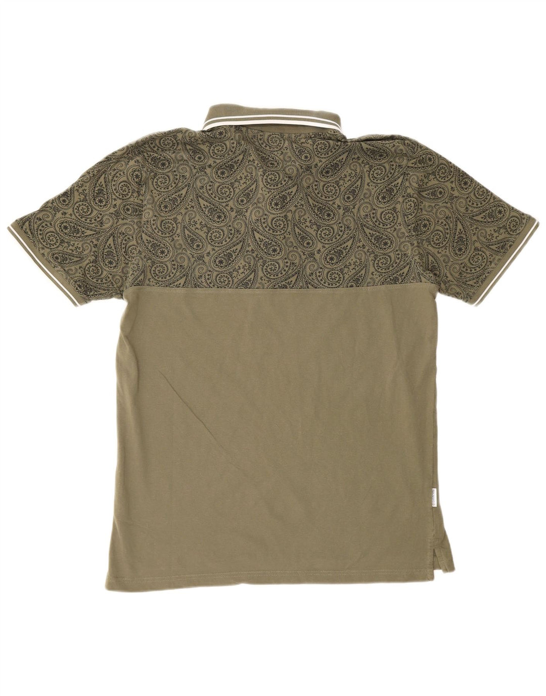 LAMBRETTA Mens Polo Shirt 2XL Khaki Paisley Cotton