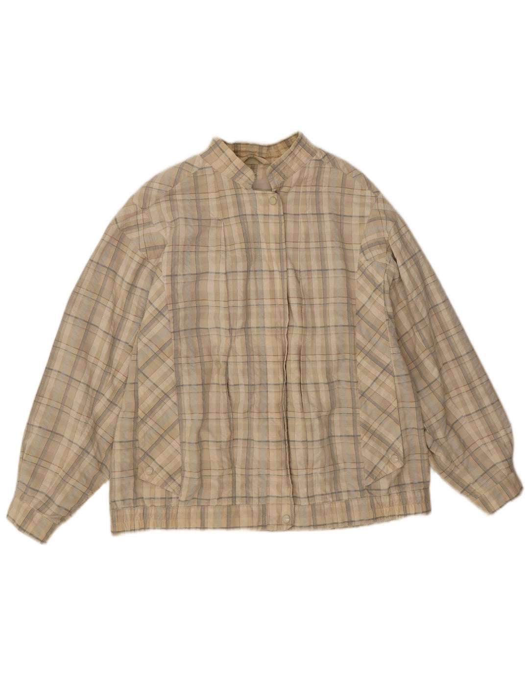 Wohrl Damen Bomberjacke UK 16 Große beige karierte Baumwolle