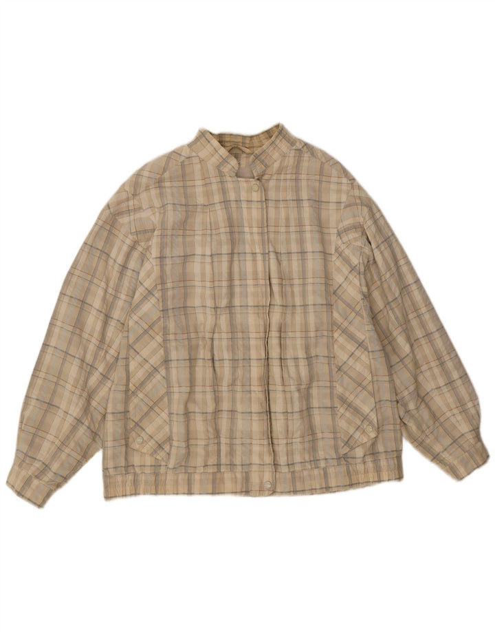 Wohrl Damen Bomberjacke UK 16 Große beige karierte Baumwolle