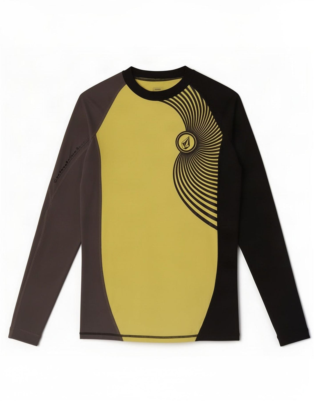 Volcom Herren-Oberteil mit langen Ärmeln, mittelgelbes Colourblock-Nylon