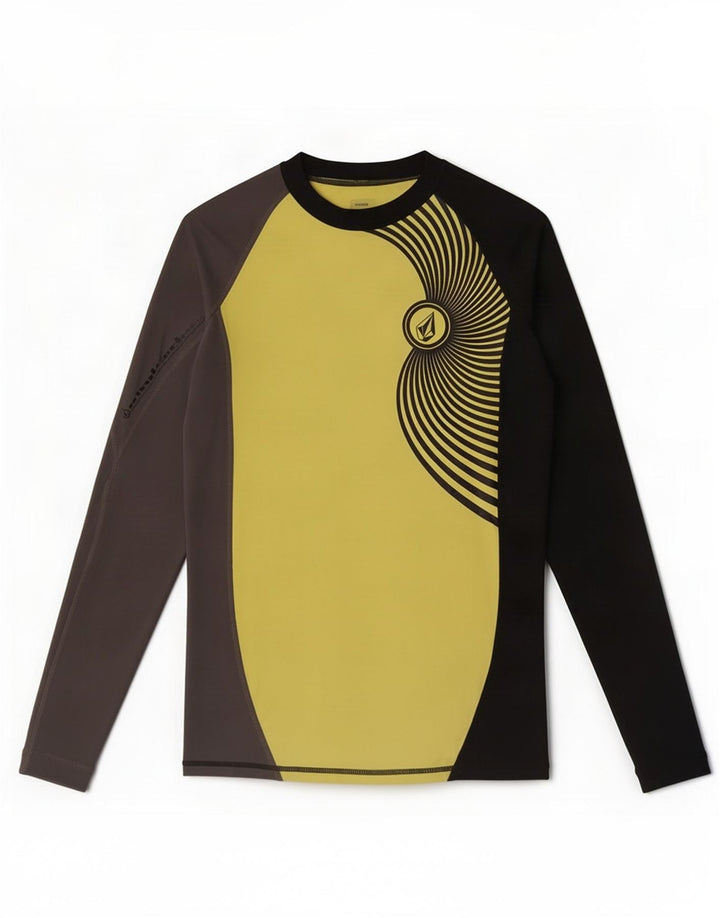 Volcom Herren-Oberteil mit langen Ärmeln, mittelgelbes Colourblock-Nylon