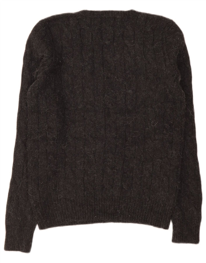 Ralph Lauren Damen-Pullover mit V-Ausschnitt, UK 12, mittelgraue Wolle