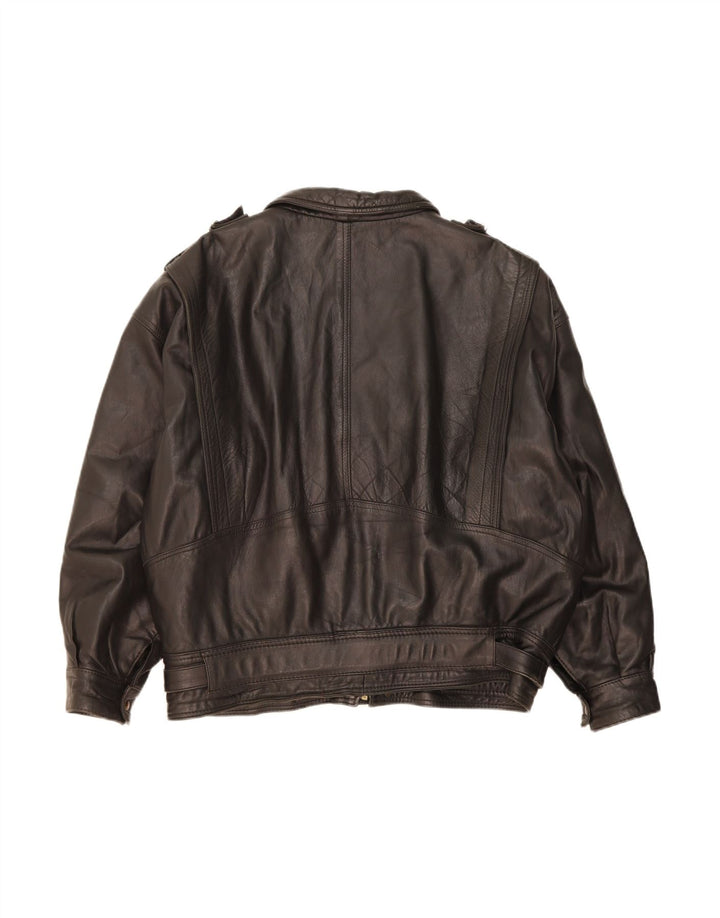 VINTAGE Herren Lederjacke UK 44 2XL Schwarzes Leder