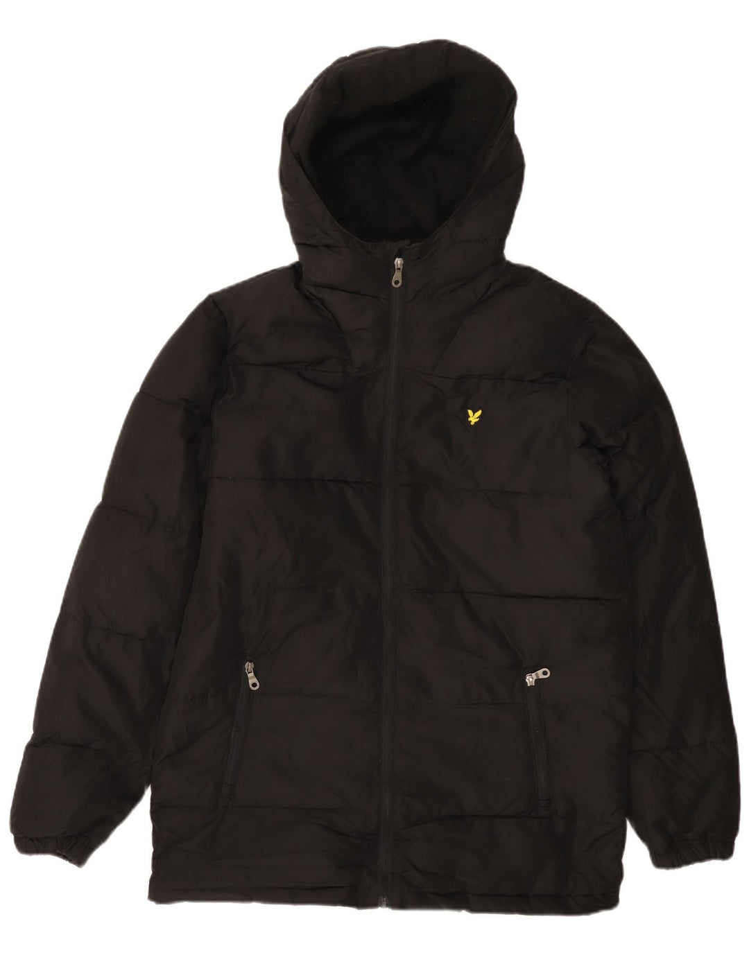 LYLE & SCOTT Wattierter Jungenmantel mit Kapuze, 15–16 Jahre, schwarzes Polyester
