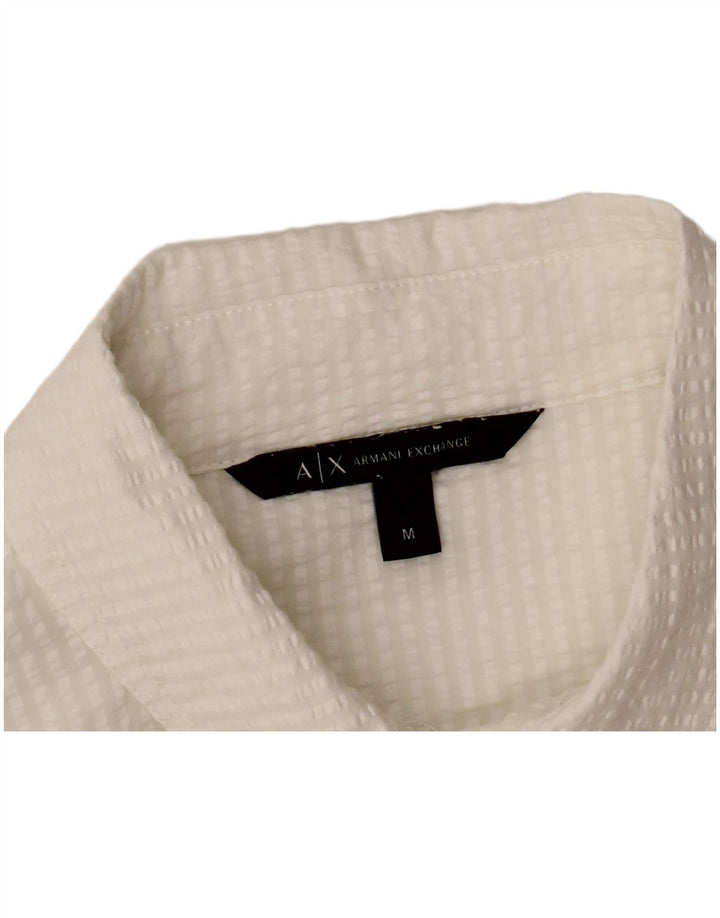 ARMANI EXCHANGE Damen Hemdkleid UK 14 Mittelweißer Nadelstreifen