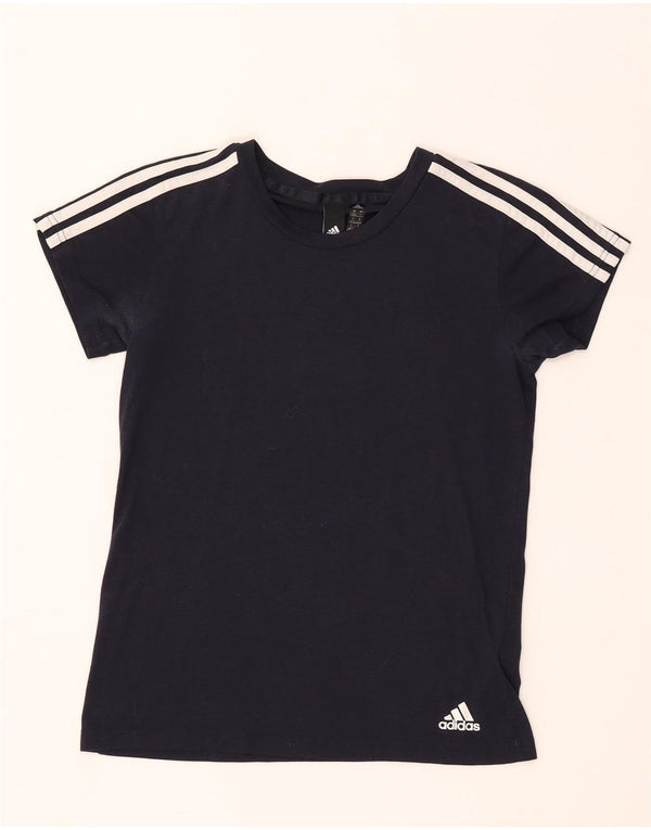 Adidas Damen T-Shirt Top UK 8/10 Small Marineblau Polyester