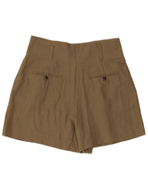 Zara Damen-Chinoshorts mit hoher Taille, W28, mittleres Khaki-Leinen