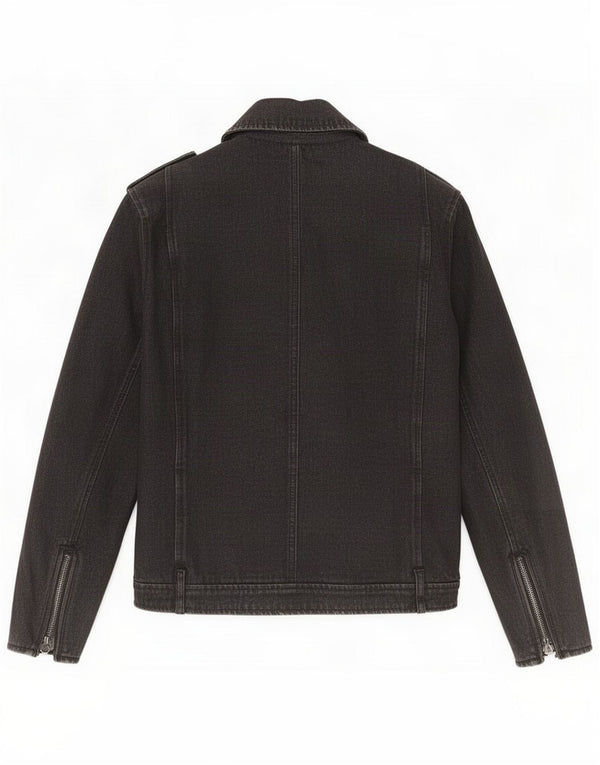 Vintage Herren Denim Biker Jacke UK 36 Small Schwarz Baumwolle