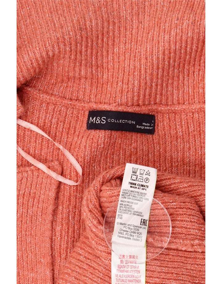 MARKS & SPENCER Damen Longline-Cardigan-Pullover UK 16 Large Orange