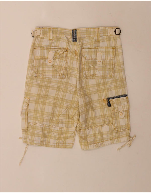 Vintage Herren Regular Cargo Shorts IT 48 Medium W34 Beige kariert
