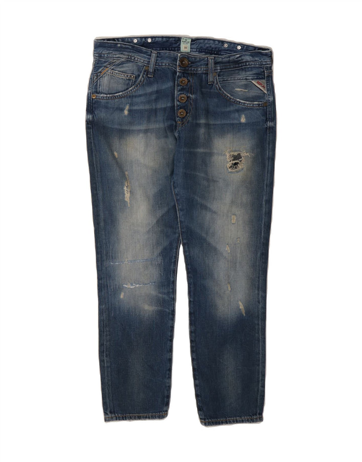 REPLAY Womens Distressed Cropped Jeans W28 L24 Blue Cotton Vintage Replay and Second-Hand Replay from Messina Hembry 