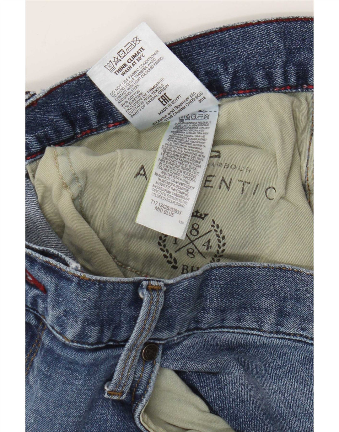 Marks & Spencer Herren Straight Jeans W40 L29 Blaue Baumwolle