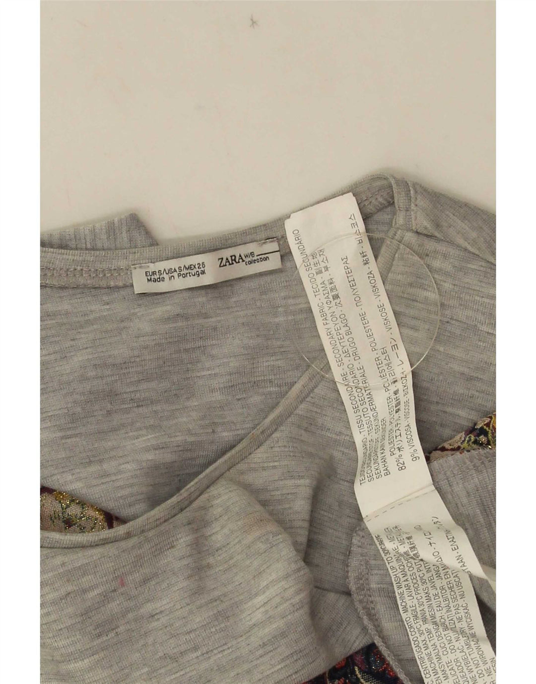 Zara Damen Crop Vest Top UK 10 Small Grau geblümtes Polyester