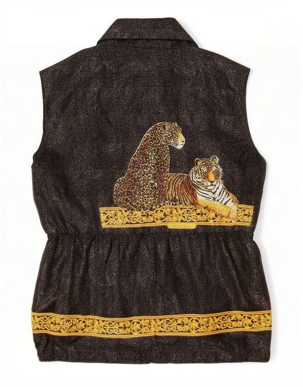 Diva Damen Weste UK 18 XL Schwarz Animal Print
