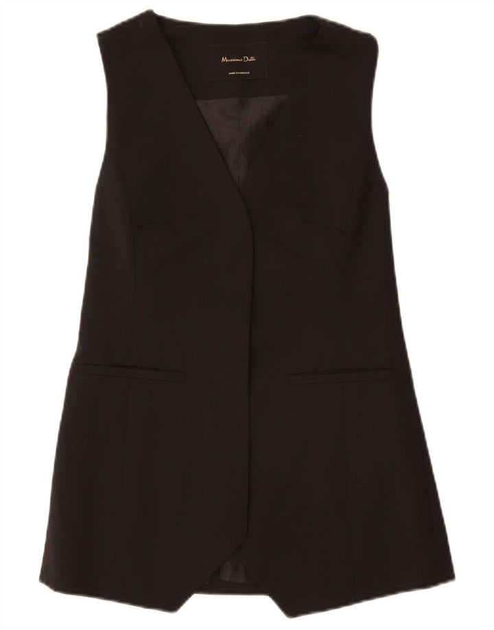 Massimo Dutti Damen offene ärmellose Blazerjacke UK 6 XS Schwarz Polyester