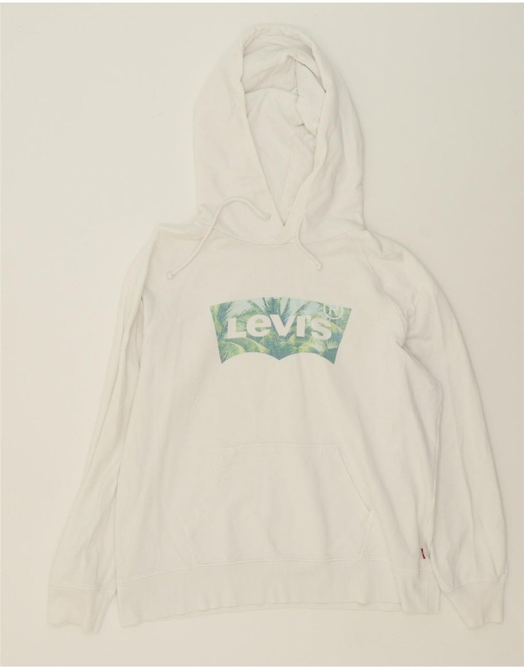 LEVI'S Womens Oversized Graphic Hoodie Jumper UK 14 Medium White Cotton Vintage Levi's and Second-Hand Levi's from Messina Hembry 