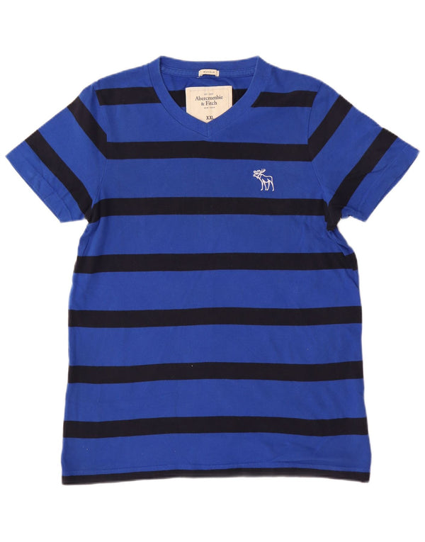Abercrombie & Fitch Mens Muscle T-Shirt Top 2XL Blue Striped Cotton