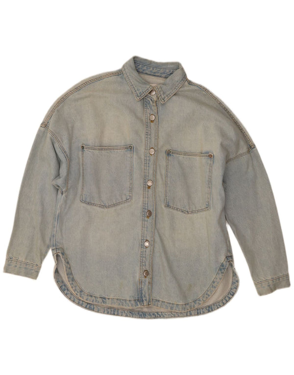 Übergroßes Jeanshemd von Zara für Damen, UK 10, Größe S, blau, Baumwolle