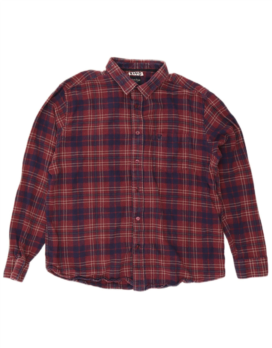 James Pringle Herren-Flanellhemd XL, rot kariert, Baumwolle