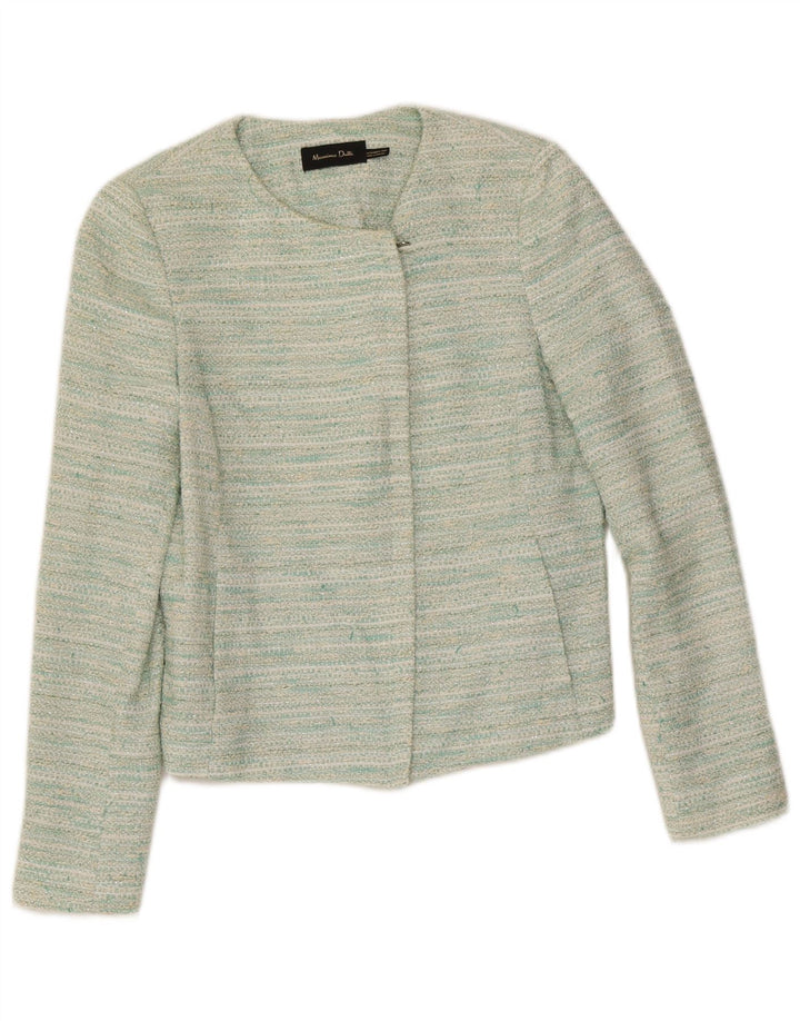 Massimo Dutti Damen-Blazerjacke mit durchgehendem Reißverschluss, EU 38, klein, grün meliert