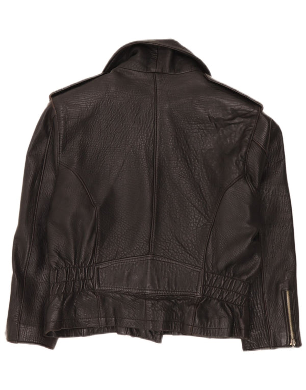 Chevignon Damen Leder Bikerjacke UK 14 Medium Schwarz