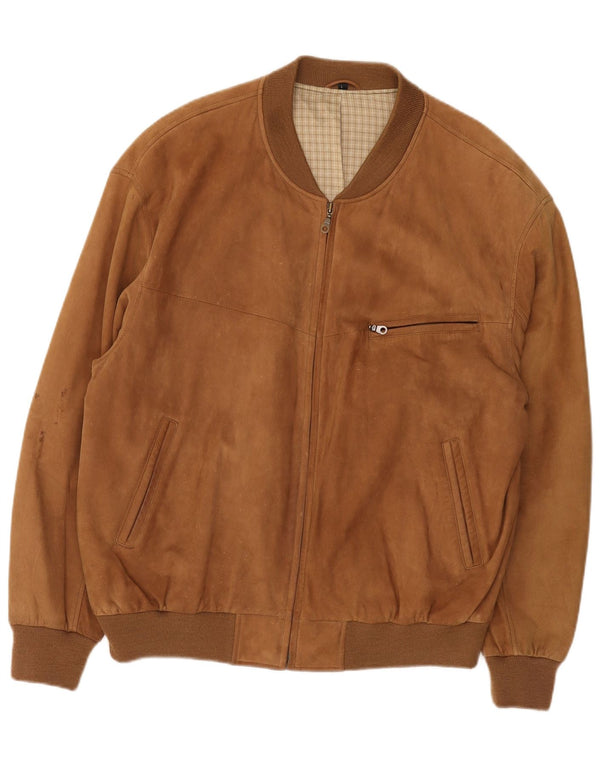Canda Mens Suede Bomber Jacket UK 40 Large Brown Leather