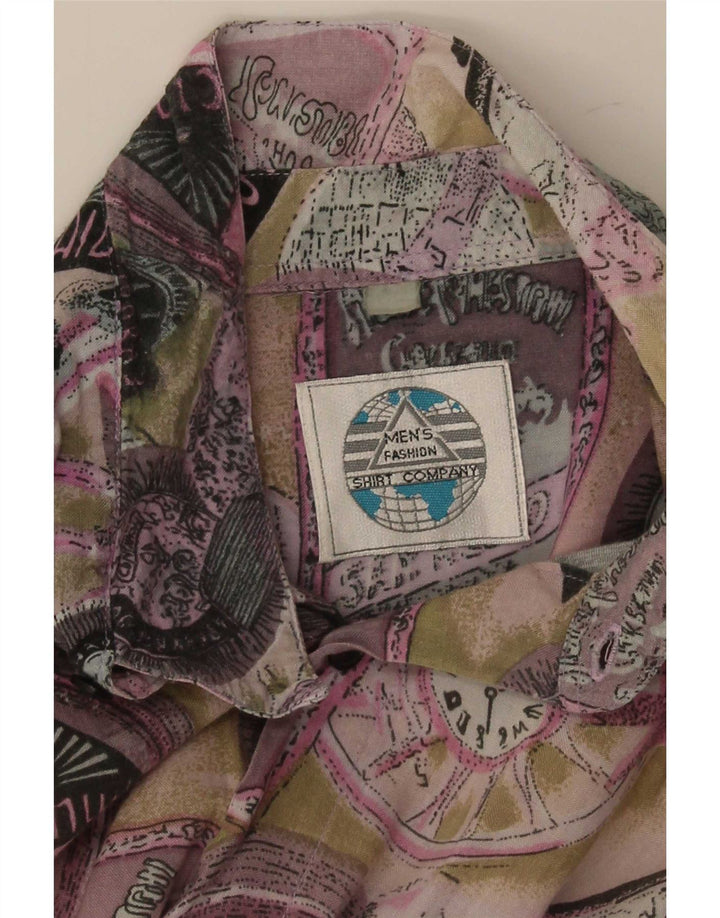 Vintage Herren-Kurzarmhemd mit abstraktem Muster, mittelgroß, mehrfarbig