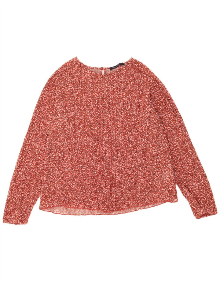 MARKS & SPENCER Damen Langarm-Blusenoberteil UK 12 Mittelrot geblümt