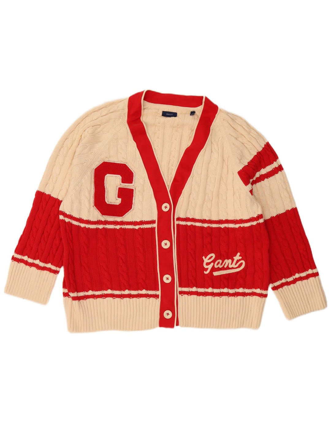 Gant Damen-Cardigan mit Grafik, UK 14, Mittelbeige, Farbblock