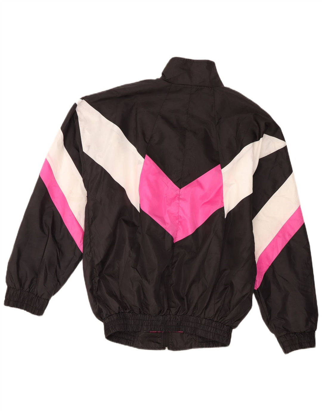 Vintage Herren-Trainingsanzug-Top-Jacke XL, schwarzes Farbblock-Polyester